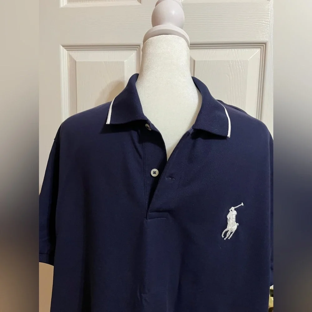 (H) Polo Golf Ralph Lauren Navy blue button down collared shirt